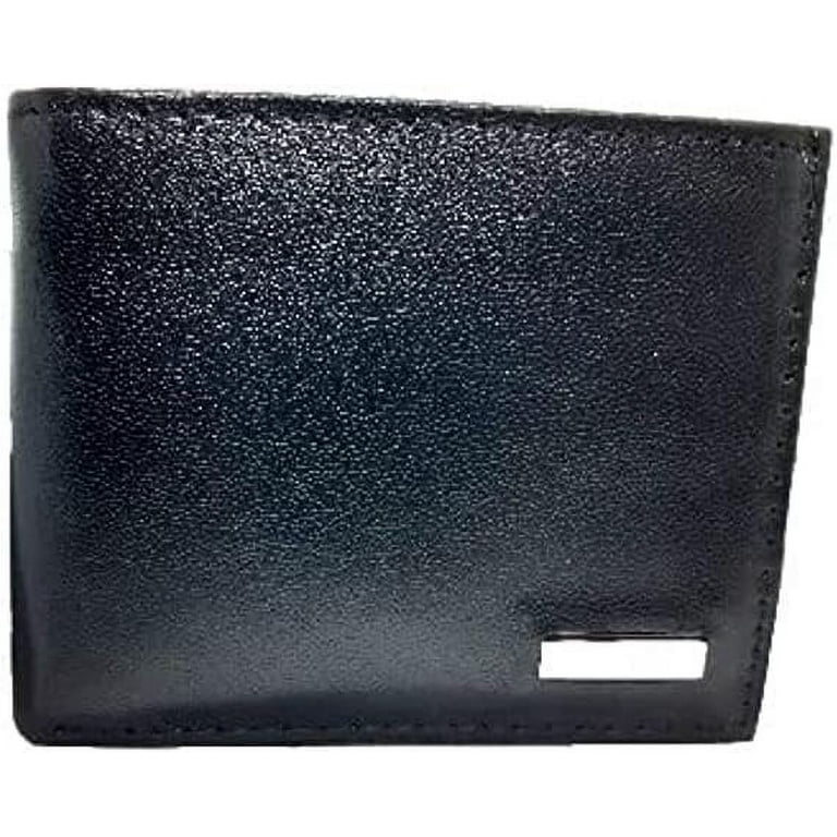Calvin Klein Men s Genuine Leather Wallet with RFID Protection Black Black Standard American Black std American Walmart