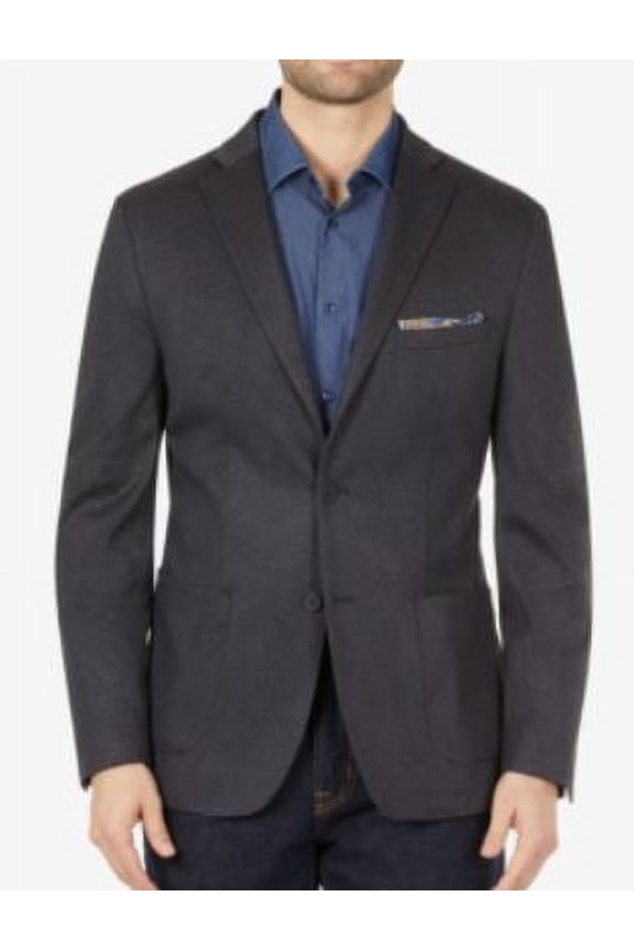 Men's Grey Slim-Fit Knit Suit Jacket, 38 Short