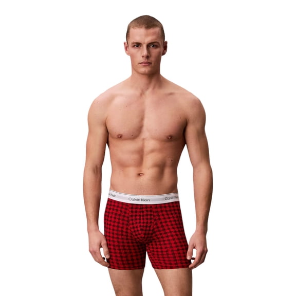 Calvin Klein Men's Icon Cotton Stretch Limited Edition Boxer Briefs Blotched Plaid Adrenaline Rush X-Large
