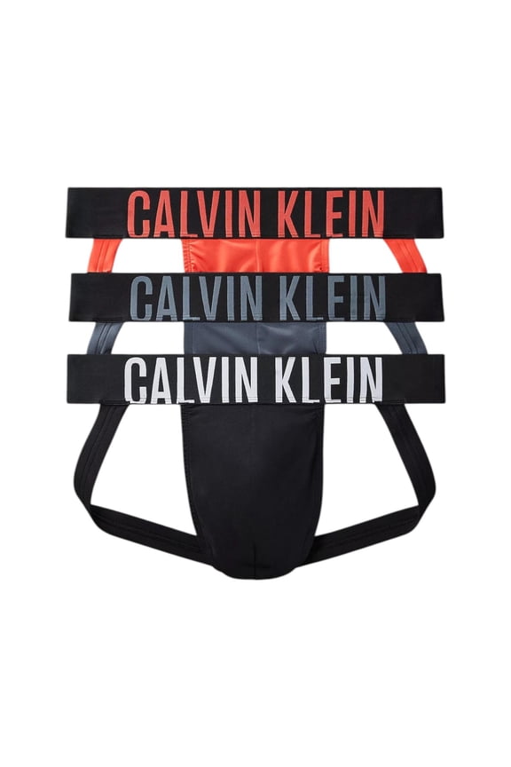 Men's Intense Power Micro 3-Pack Jock Strap Black/Turbulence/Vermillion Brown Large