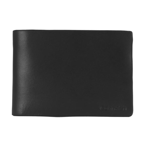 Calvin Klein Men's Leather 79814 Embossed Logo Slim Fold Wallet Black