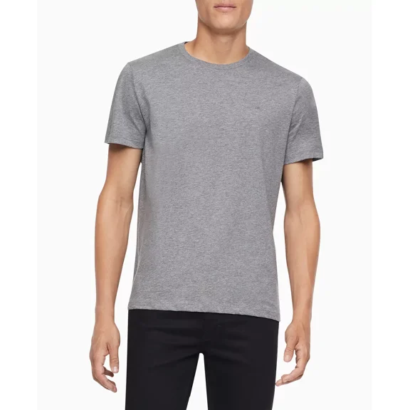 Calvin Klein Men's Liquid Cotton Short Sleeve Crewneck T-Shirt, Gray Heather, Medium