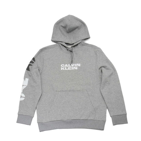 Calvin Klein Men's Long Sleeve Nyc Triple Logo Crew Neck Hoodie, Heroic Grey Heather,L - US