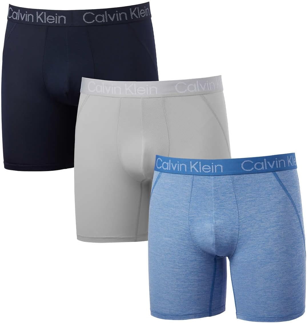 Calvin Klein Men s Micro Mesh Boxer 4 Way Stretch 3 Pack Blue L