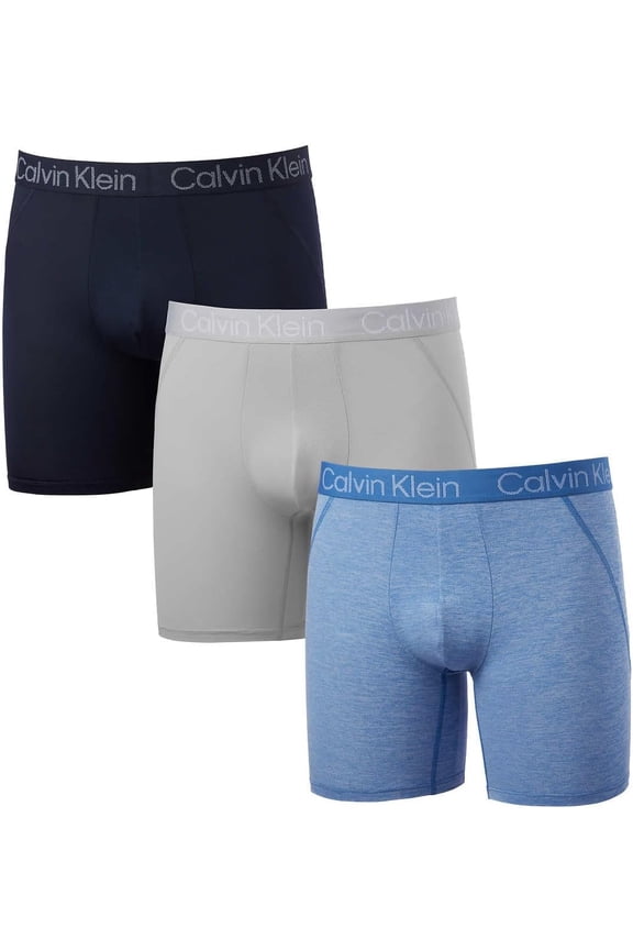 Men's Micro Mesh Boxer 4 Way Stretch, 3 Pack (Blue,XL)