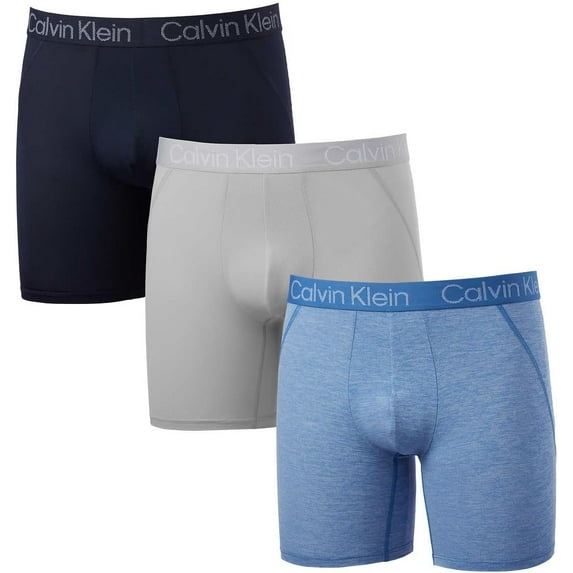 Calvin Klein Men's Micro Mesh Boxer 4 Way Stretch, 3 Pack (Blue,XL)