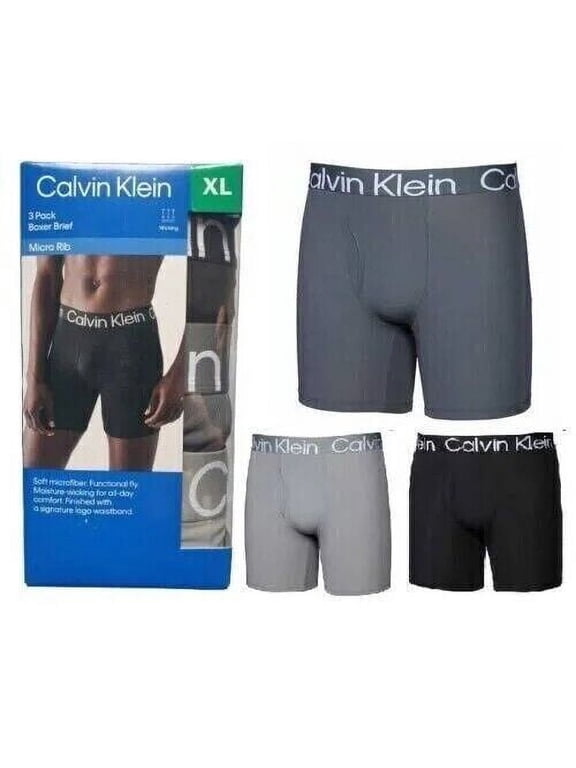 Men's Micro Rib Boxer Briefs, Assorted Colors (3 Pack)