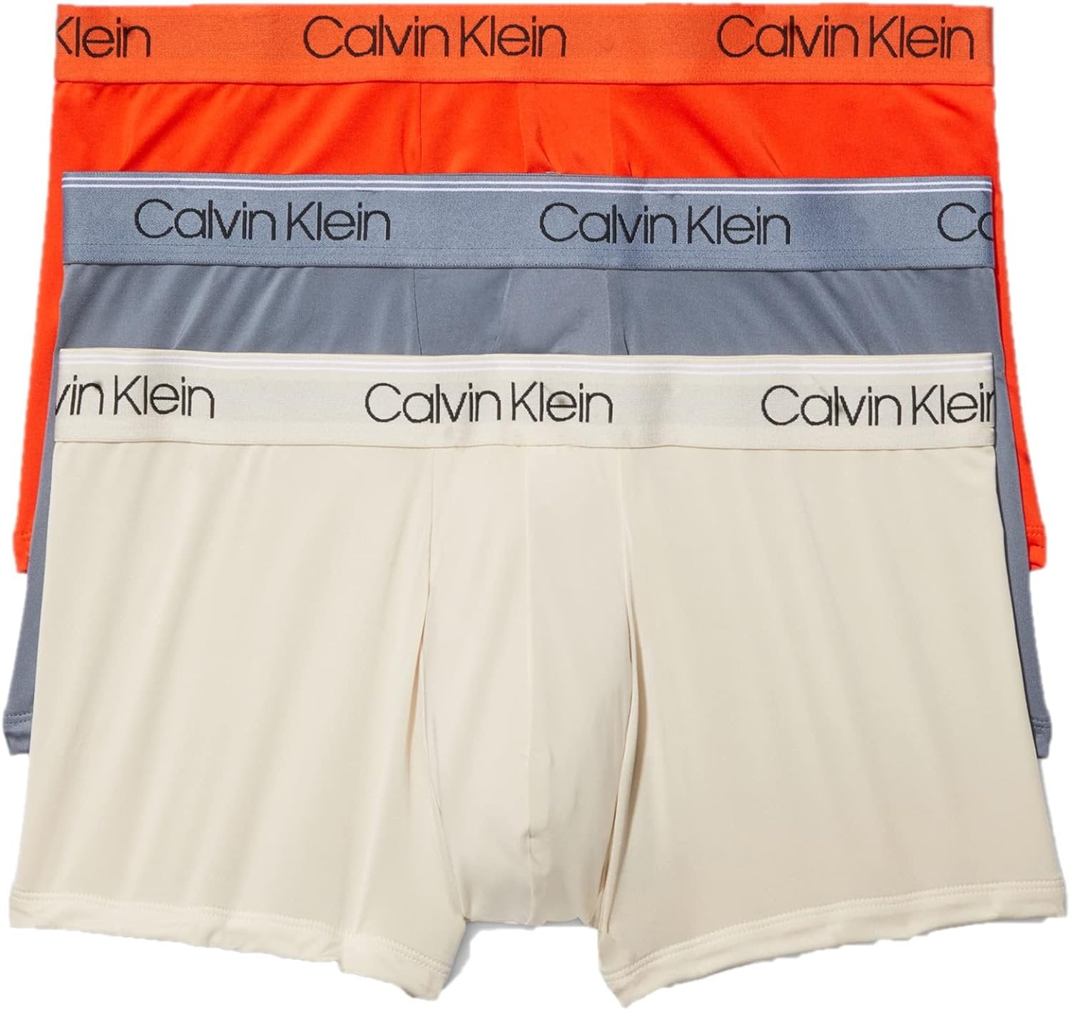 Calvin Klein Men's Micro Stretch 3-Pack Low Rise Trunk, Asphalt Grey, Mudstone, Acid Orange, X-Large Calvin Klein Men's Micro Stretch 3-Pack Low Rise Trunk, Asphalt Grey, Mudstone, Acid Orange, X-Large