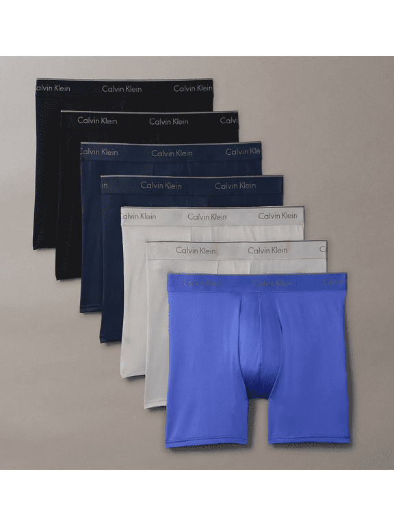 Men's Micro Stretch Microfiber Flexible Fit Moisture Wicking Boxer Brief Active, Black, Blue Shadow, Medium Grey, Cobalt Water (7-Pack)
