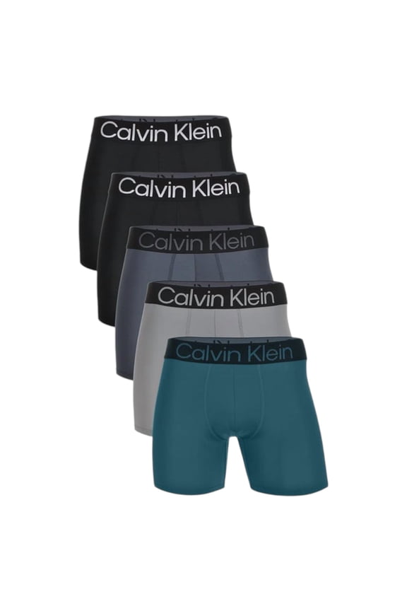 Men's Microfiber 5-Pack Bold Logo Boxer Briefs Grey Heather Multi Small