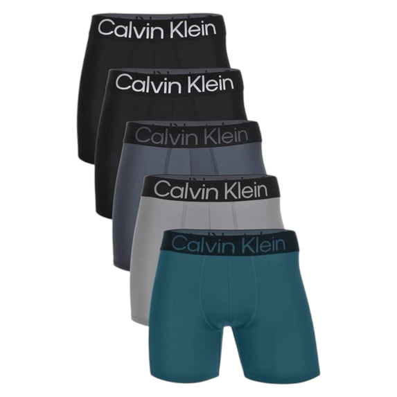 Calvin Klein Men's Microfiber 5-Pack Bold Logo Boxer Briefs Grey Heather Multi X-Large
