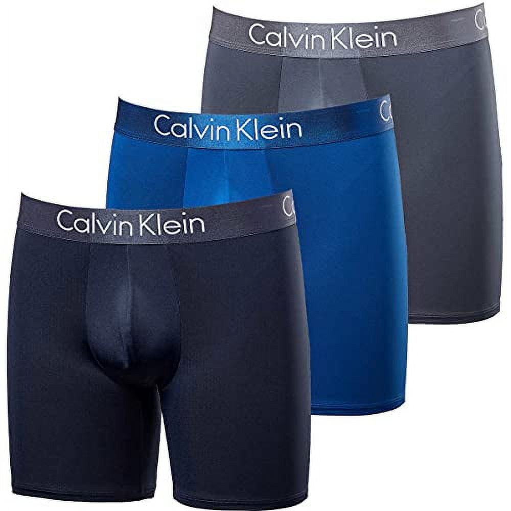 Calvin Klein Men's Microfiber Boxer Briefs 3 Pack, Navy/Bright