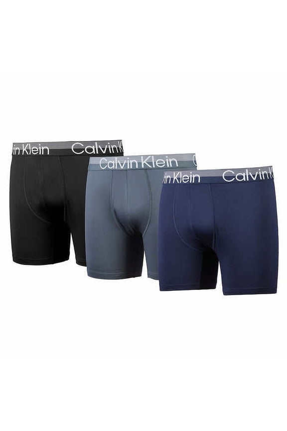 Men's Microfiber Boxer Briefs 3 Pack (Navy/Gray/Blue, XL)
