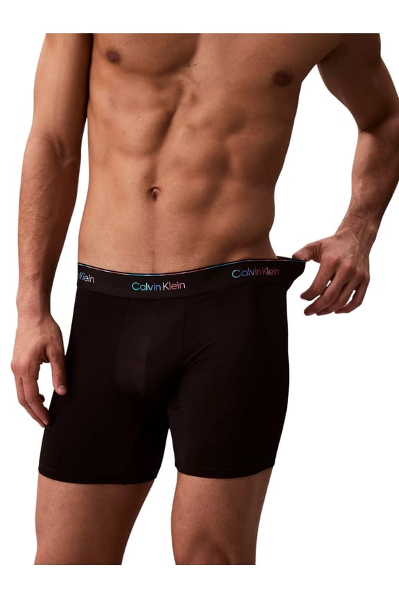 Men's Microfiber Stretch Boxer Briefs, Black, Medium