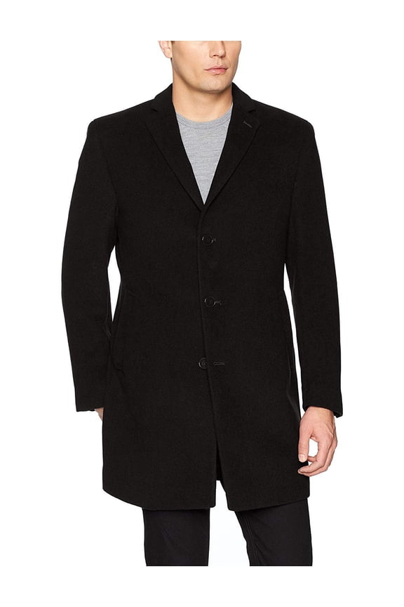 Men's Modern Fit Wool Blend Jacket, Black Solid, 44 Short
