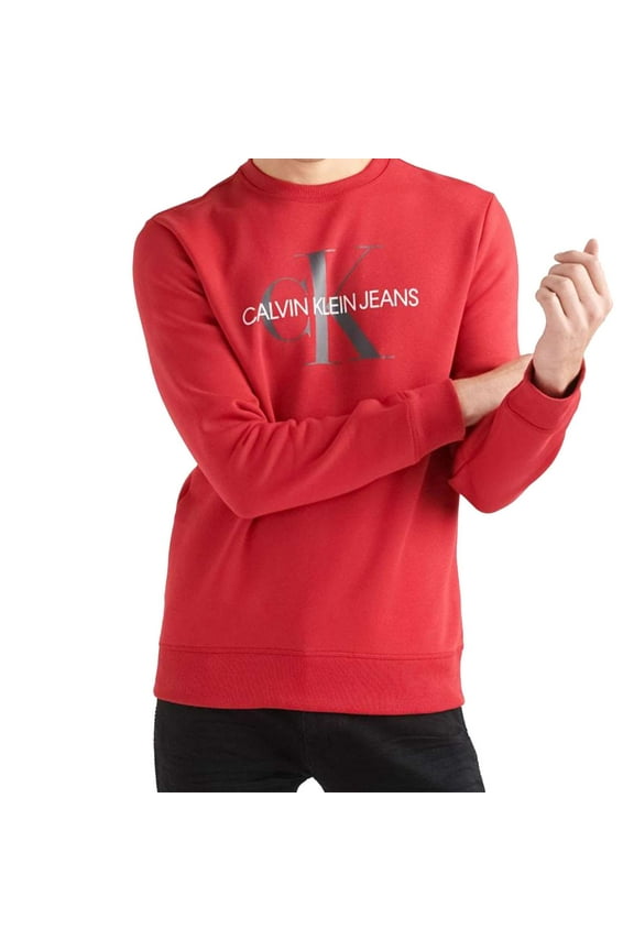 Calvin Klein Men's Mono Logo Crew Neck Sweatshirt, Chili Pepper,XL - US