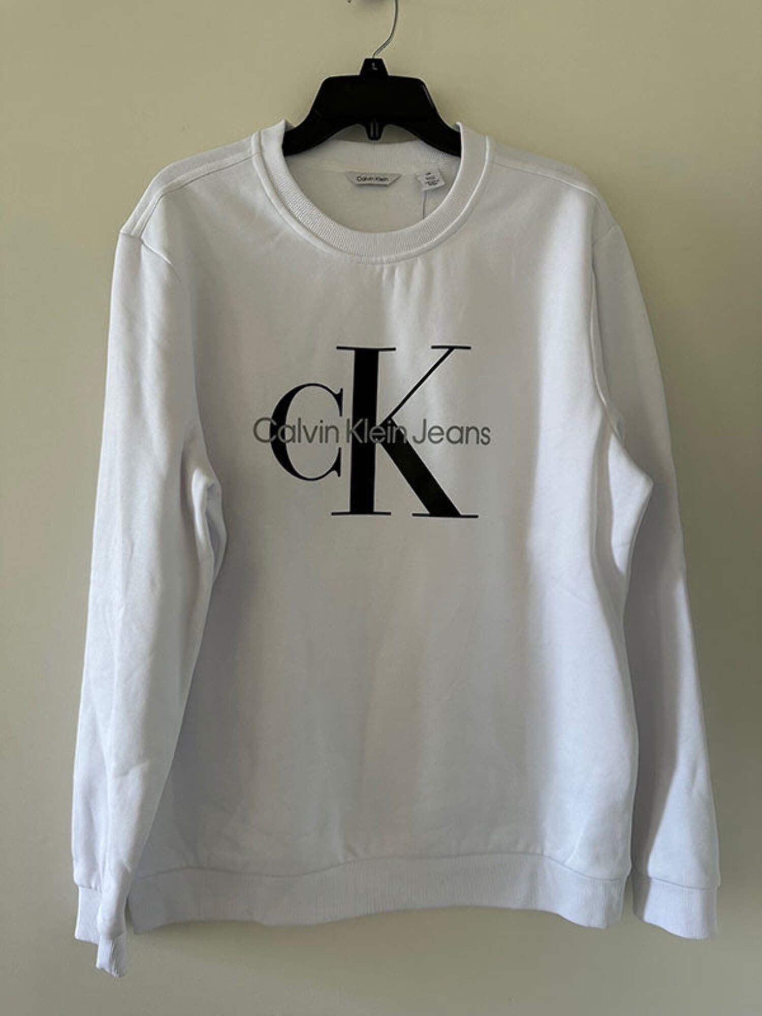 Calvin Klein Men's Monogram Crewneck Sweatshirt Brilliant White