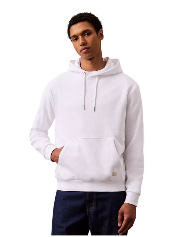 Men's Monogram Logo Patch Fleece Hoodie - 40EM221 (White 110, 2XL)