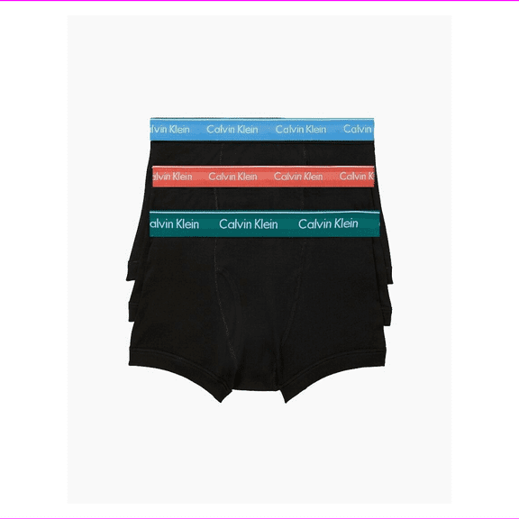 Calvin Klein 3 Pack Cotton Black Full Rise Trunks Logo Men's Size Underwear