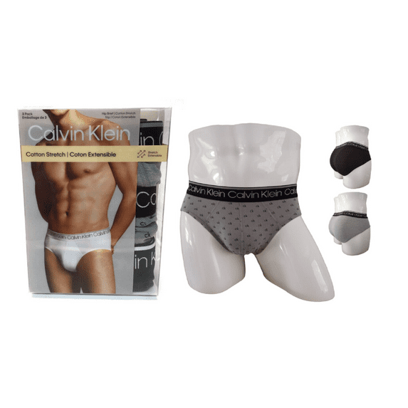 Calvin Klein Men's NP2420O021 Cotton Stretch 3-pack Hip Brief Size M