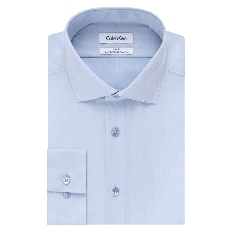 Calvin Klein Men s Non Iron Slim Fit Steel Spread Collar Dress Shirt Walmart