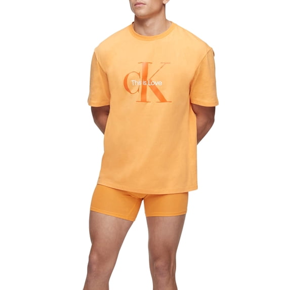 Calvin Klein Men's Pride Logo Print T-Shirt Orange Size X-Small