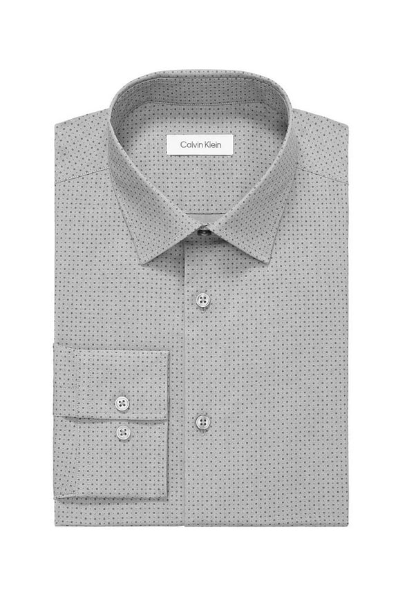 Men's Refined Cotton Stretch Slim Fit Dress Shirt - Gray-17 32/33