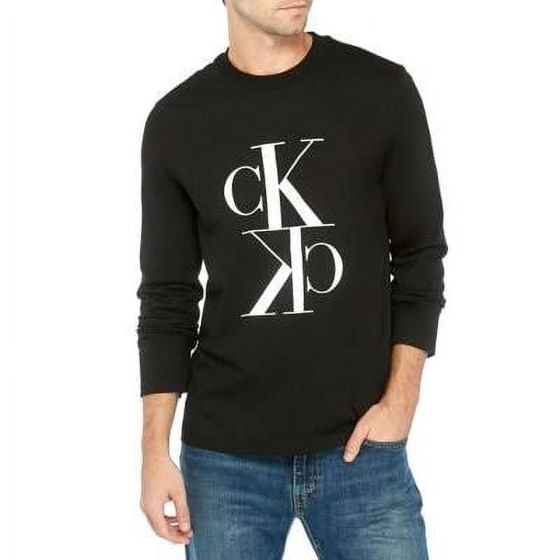 Calvin Klein Men's Reflection Long Sleeve Logo T-Shirt Black Size