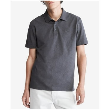 Calvin Klein Men's Regular Fit Smooth Cotton Monogram Logo Polo Shirt Gray Size Large
