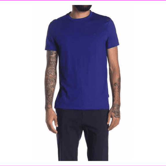Calvin Klein Men's Regular Fit Solid Crewneck Tonal Logo T-Shirt, Light Navy, M