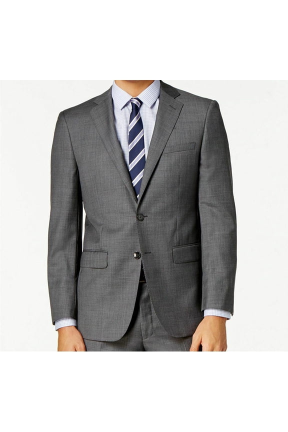 Men's Regular-Fit Wool Suit Jacket, Gray 42R