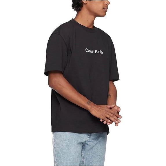 Calvin Klein Men's Relaxed Fit CK Logo Crewneck T-Shirt (Black Beauty , XX-Large
