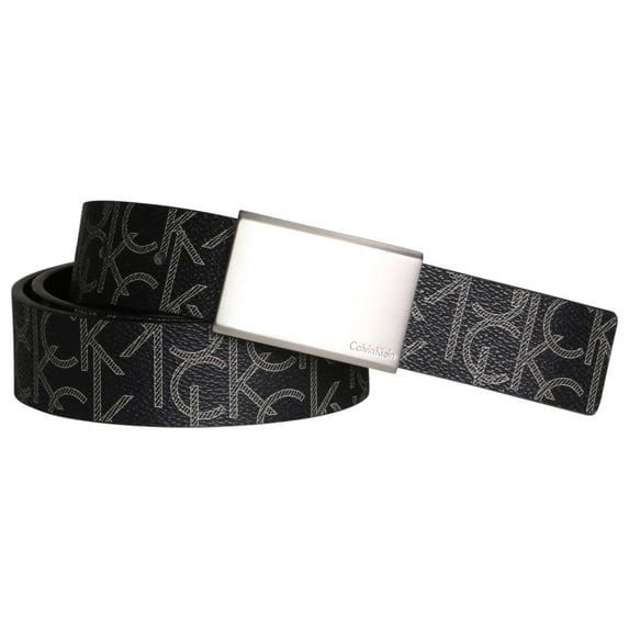 calvin klein men's reversible ck logo synthetic leather belt black 7511296 blk (36, black)