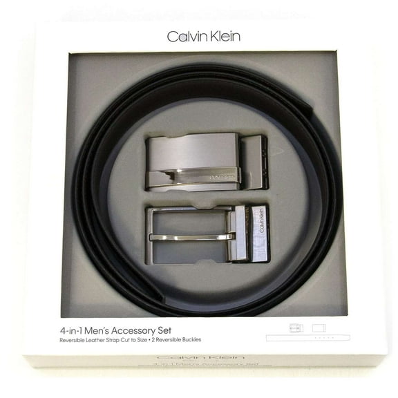 Calvin Klein Men's Reversible Leather Belt 3 Piece Set, Brown  Black,OS - US