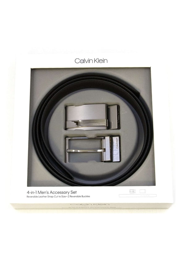 Men's Reversible Leather Belt 3 Piece Set, Brown \ Black,OS - US