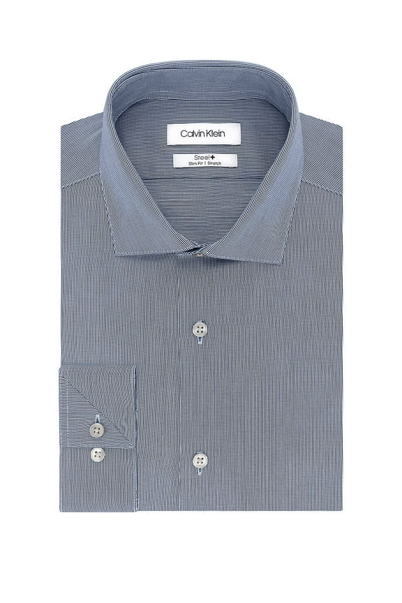 Men's Non Iron Stretch Slim Fit Dress Shirt, Smokey Blue, 17" 34/35