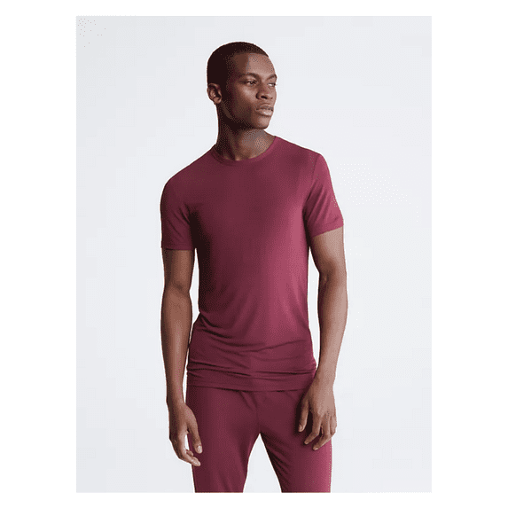 Calvin Klein Men's Sleepwear Lounge Crewneck T-Shirt , Burgundy, Size S