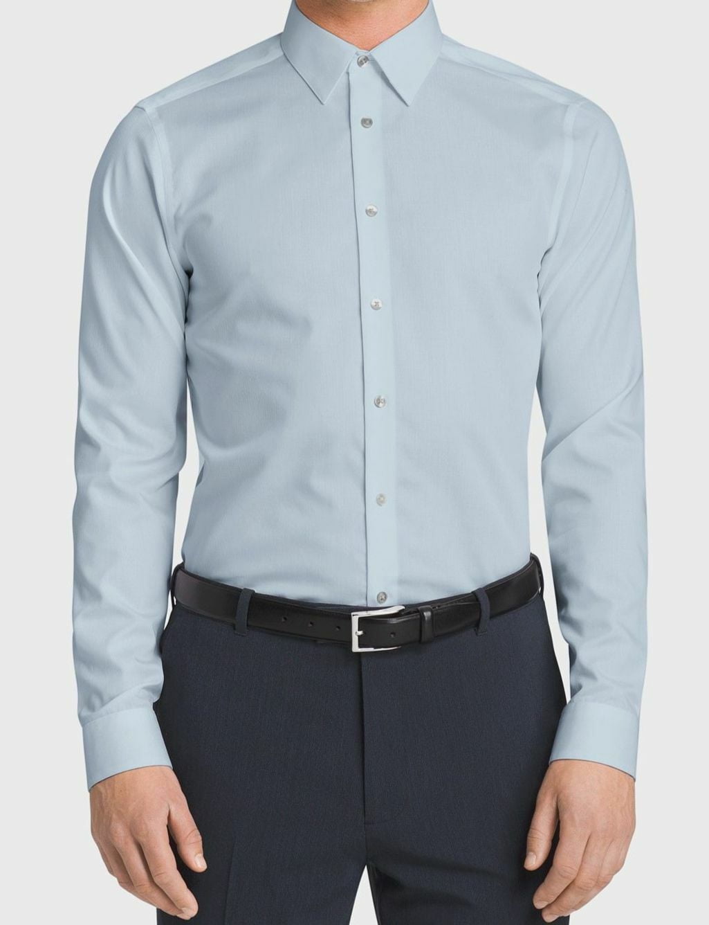 Calvin Klein Men's Slim Fit Non Iron Point Collar Dress Shirt Blue Size 16.5X34X35