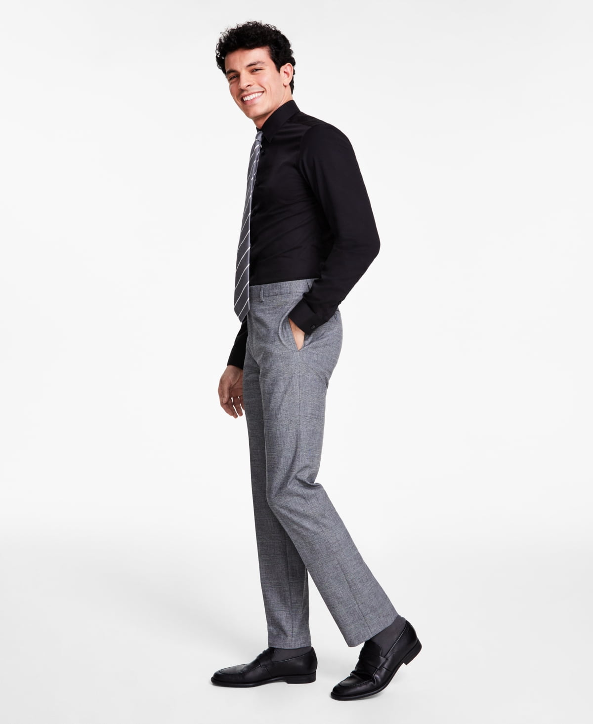 Calvin Klein Men's Slim Fit Check Dress Pants - Brown
