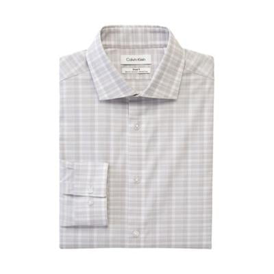 Calvin Klein Men Slim fit Dress Shirt Shirt Medium 15 in 32-33 Grey Plaid