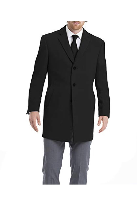 Mens Slim fit Prosper Overcoat Coat 38 R Black Solid