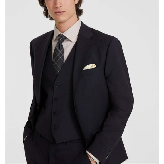 Calvin Klein Mens Slim fit Suit Jacket Blazer 48 R Black Solid Stretch