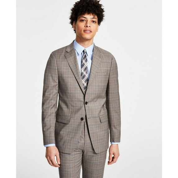 Calvin Klein Men's Slim-Fit Wool Stretch Suit Jacket Brown B4HP $450 (42,Long)