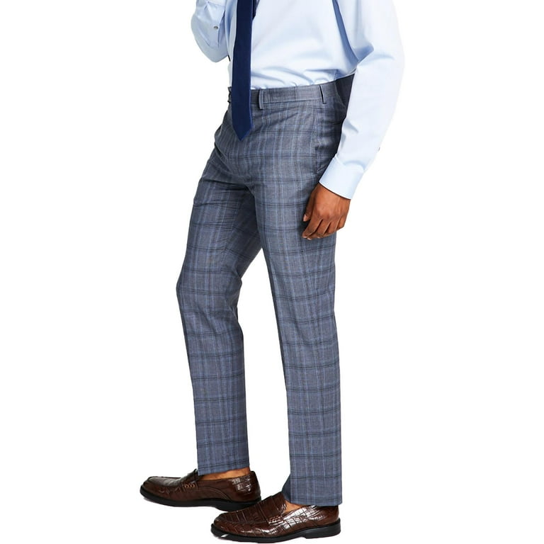 Calvin Klein Men s Slim Fit Wool Stretch Suit Pants Grey Blue 40 x 30