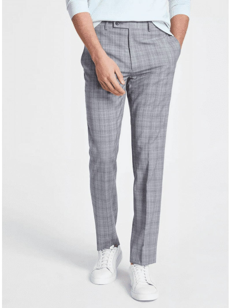 Men's Slim-Fit Wool Stretch Suit Pants Light Grey 40x30