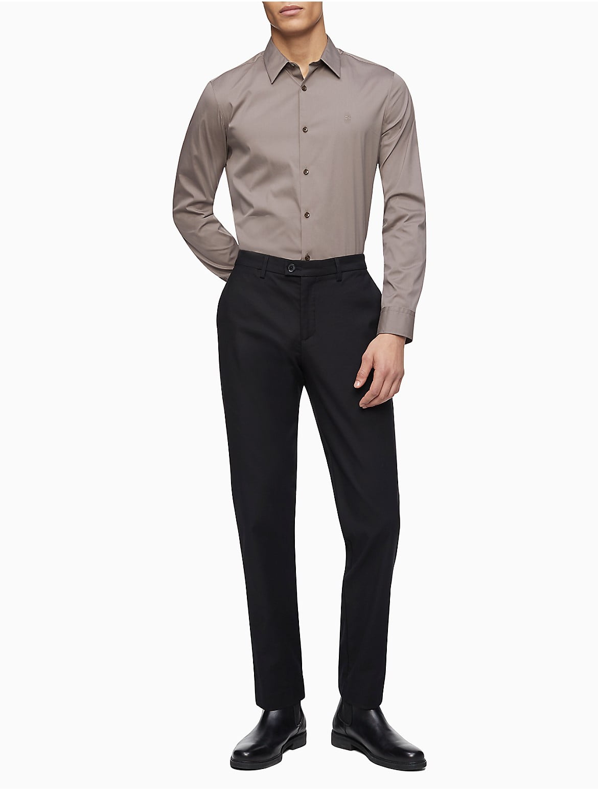 $199 Calvin Klein Men'S Black Wool Slim Fit Flat Front Dress Pants 37 W 35  L | eBay