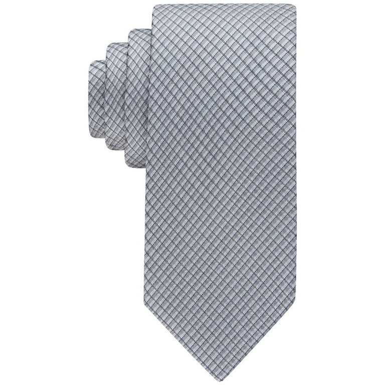 Calvin Klein Men's Sliver Grid Tie Grey Necktie