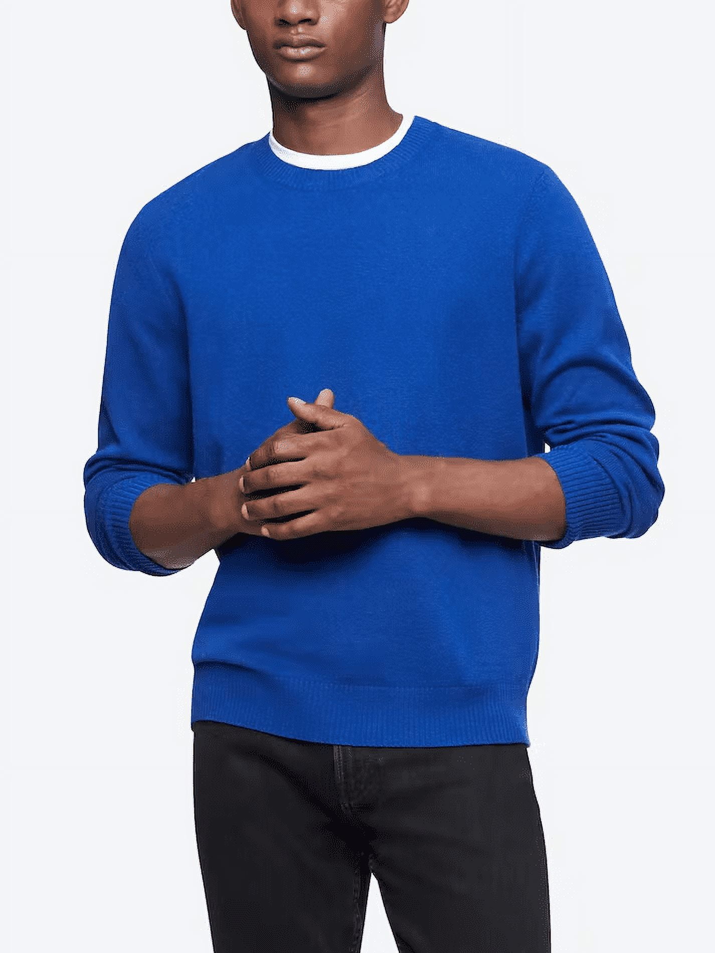 Calvin Klein Men s Solid Crewneck Merino Wool Sweater Kinetic Blue XS Walmart