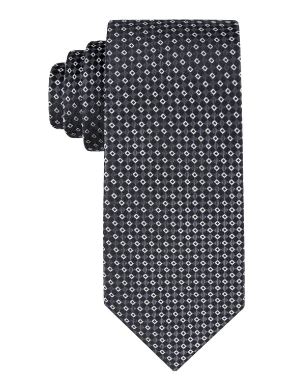 Men's Square Medallion Tie Black Necktie