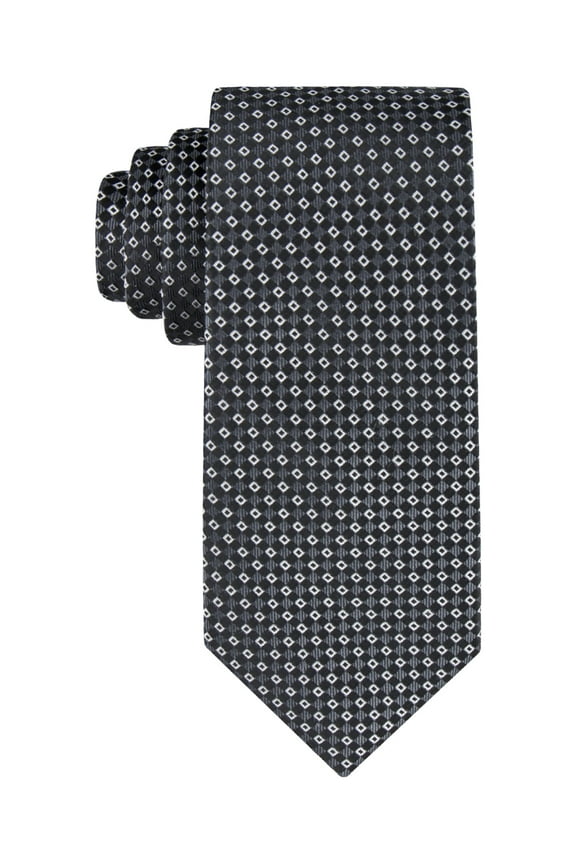 Men's Square Medallion Tie Black Necktie